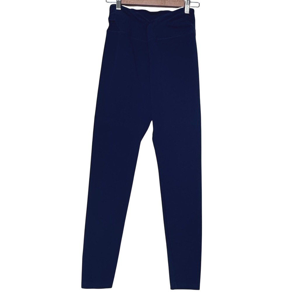 PINK Victoria's Secret Navy Blue Crossover V-Waist Leggings Womens Medium Logo